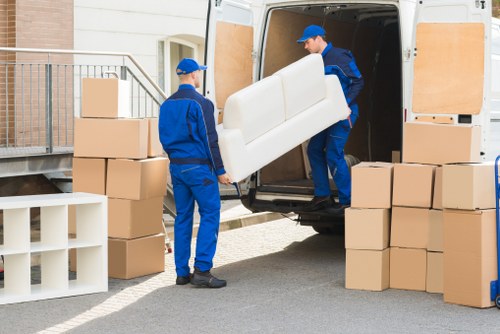 Carefully packed moving truck with organized boxes